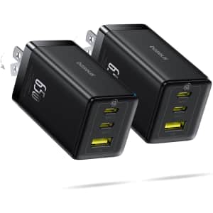 Baseus 65W 3-Port USB-C Charger Block 2-Pack: $27 w/ Prime