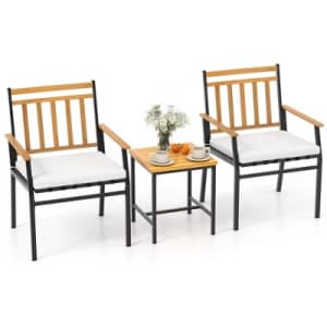 Costway 3-Piece Outdoor Furniture Set with Coffee Table and Heavy-Duty Metal Frame Chairs: $103 Costway 3-Piece Outdoor Furniture Set with Coffee Table and Heavy-Duty Metal Frame Chairs: $103