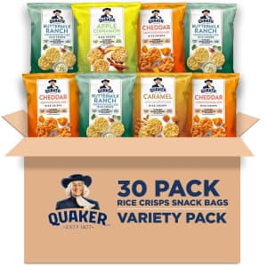Quaker Rice Crisps Sweet & Savory Variety, 30 Single Serve Bags: $16 Quaker Rice Crisps Sweet & Savory Variety, 30 Single Serve Bags: $16