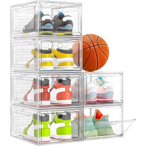 Stackable Clear Shoe Boxes with Magnetic Door 6-Pack: $36 Stackable Clear Shoe Boxes with Magnetic Door 6-Pack: $36