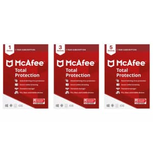 McAfee Total Protection 1-Year Subscription: from $12 McAfee Total Protection 1-Year Subscription: from $12