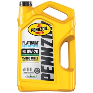 Pennzoil Platinum Full Synthetic 0W-20 Motor Oil 5-Quart Jug: $24