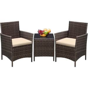 Greesum 3-Piece Rattan Wicker Patio Furniture Set: $89.98