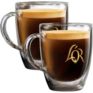 L'OR Double Wall Glass Coffee Mug Set: $17