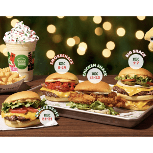 Shake Shack Sandwiches: Free each week of December w/ $10 purchase