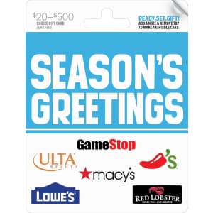 $50 Seasons Greatings Multi-Brand Gift Card: $42.50 $50 Seasons Greatings Multi-Brand Gift Card: $42.50