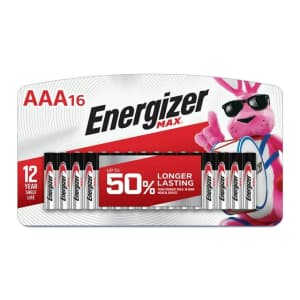 Energizer MAX AAA Batteries 16-Pack: $9.99 Energizer MAX AAA Batteries 16-Pack: $9.99