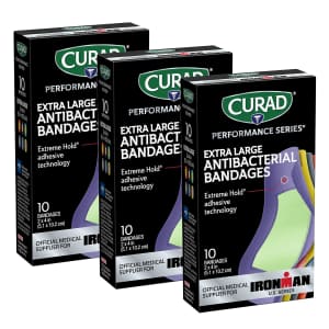 Curad Ironman Performance Series 10-Count Extra-Large Antibacterial Bandages 3-Pack: $6.86