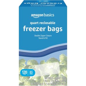 Amazon Basics 120-Count Reclosable Freezer Quart Bags: $5.31 via Sub & Save