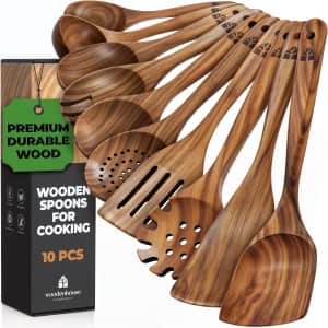 10-Piece Teak Wooden Cooking Utensils Set: $39.99