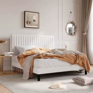 Hoomic Queen Upholstered Platform Bed: $84.01