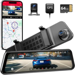 LINGDU 12" Mirror Dash Cam 4K UHD: $79.99