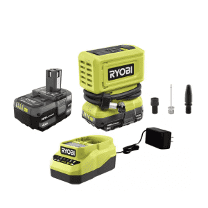 Ryobi ONE+ 18V Cordless High Pressure Inflator with 2.0Ah Battery, 4.0Ah Battery, and Charger: $109