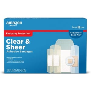 Amazon Basic Care Clear & Sheer Adhesive Bandages 280-Pack: $6 via Sub. & Save Amazon Basic Care Clear & Sheer Adhesive Bandages 280-Pack: $6 via Sub. & Save
