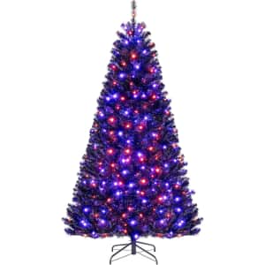 Goplus 7-Foot Pre-Lit Black Christmas Tree: $55