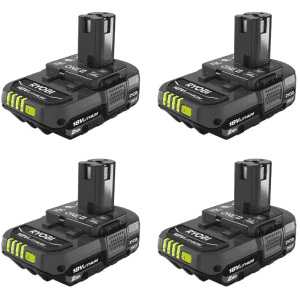 Ryobi ONE+ 18V Lithium-Ion 2.0Ah Compact Battery 4-Pack: $89