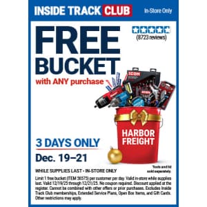 Harbor Freight Bucket: Free w/ purchase