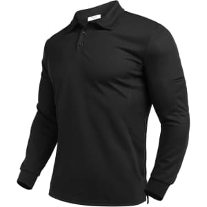Deyeek Men's Quick Dry Long-Sleeve Polo Shirt: $9.99