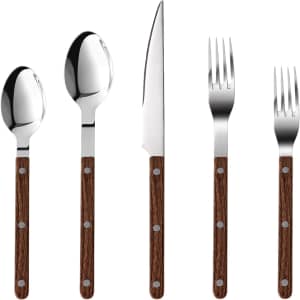 Carote 20-Piece Wood Handle Silverware Set: $10