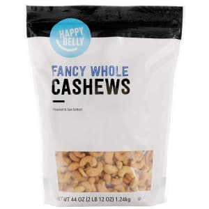 Happy Belly 44-oz. Fancy Whole Cashews: $14 via Subscribe & Save Happy Belly 44-oz. Fancy Whole Cashews: $14 via Subscribe & Save