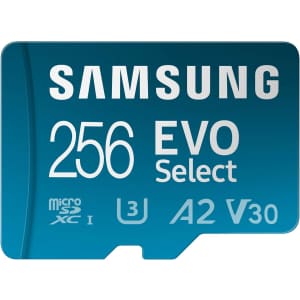 Samsung EVO Select 256GB microSD Memory Card + Adapter: $20