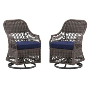 allen + roth Maitland Wicker Steel Frame Swivel Dining Chair 2-Piece: $350