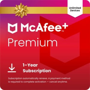 McAfee+ Premium 1-Year Subscription 2026 (Unlimited Devices): $30