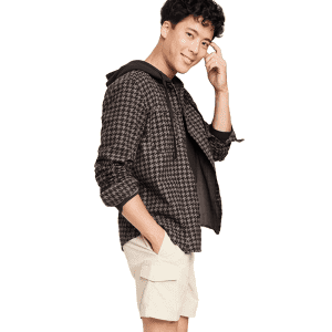 Original Use Men's Checked Plaid Hooded Flannel Shirt Jacket: $8.99