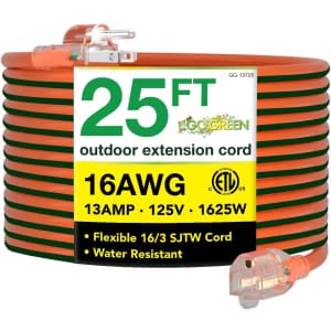 GoGreen 25-Foot Outdoor Extension Cord w/ Lighted End: $8.19