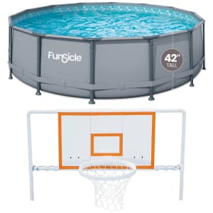 Funsicle 14-Ft. Oasis Swimming Pool w/ Summer Waves Basketball Set: $198