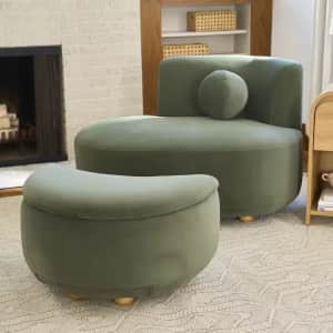 Contemporary Chaise Lounge Set with Storage Ottoman: $212.02