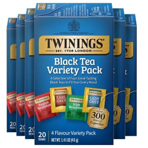 Twinings Black Tea 20-Count Variety Pack 6-Pack (120 teabags): $18 via Sub & Save Twinings Black Tea 20-Count Variety Pack 6-Pack (120 teabags): $18 via Sub & Save