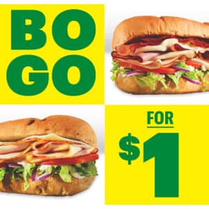 Subway Footlongs: Buy one get one for $1