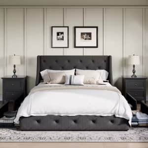 Hoomic Full Upholstered Platform Bed Frame with Storage: $157.66
