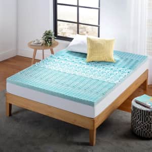 Zinus Spa Sensations 2" Queen Green Tea Gel Memory Foam Zoned Support Mattress Topper: $13.88