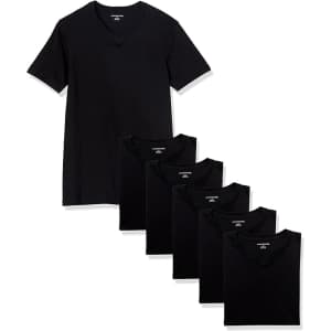Amazon Essentials Men's Cotton V-Neck Neck T-Shirt 6-Pack: $14 w/ Prime