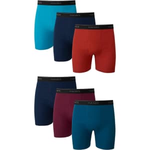 Hanes Men's Cool Dri Boxer Briefs 6-Pack: $16