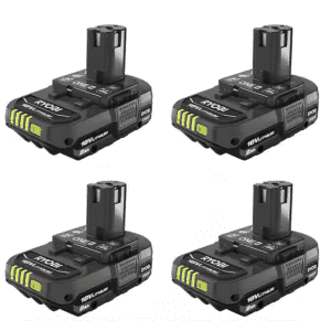 Ryobi ONE+ 18V Lithium-Ion 2.0Ah Compact Battery 4-Pack: $99
