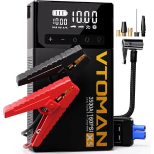 Vtoman X5 3500A Jump Starter with Air Compressor: $42.99