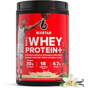 Six Star Whey Protein Powder Plus 1.8-lbs.: $10 w/ coupon and s&s
