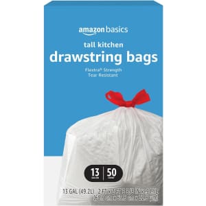 Amazon Basics Flextra-Strength 13-Gallon Trash Bags 50-Pack: $7.90 w/ Subscribe & Save