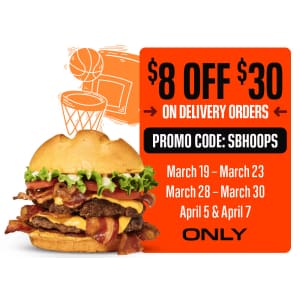 Smashburger March Madness Offer: $8 off $30 on deliveries