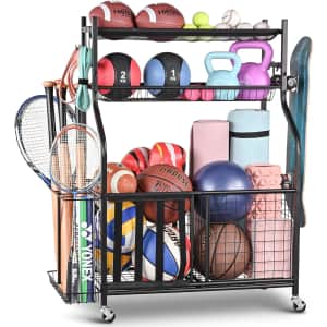 Garage Sports Equipment Organizer with Ball Rack: $80 w/ Prime