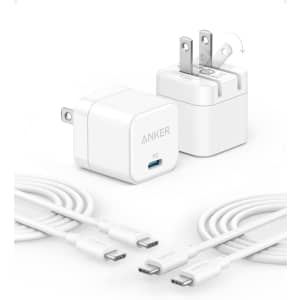 Anker USB-C Fast Charger w/ USB C Cable 2-Pack: $12