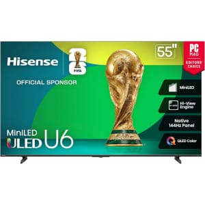 Hisense U6 Series 55U65QF 55" 4K HDR QLED UHD Smart TV: $397.99