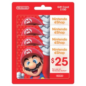 $25 Nintendo eGift Card 4-Pack ($100 Total): $79.99