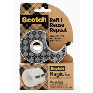 Scotch Magic Tape Stainless Steel Refillable Dispenser with 2 Refills: $6.43 Scotch Magic Tape Stainless Steel Refillable Dispenser with 2 Refills: $6.43
