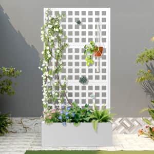 71" x 35" Metal Raised Garden Bed with Trellis: $101