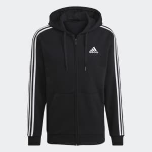adidas Men's Essentials Fleece 3-Stripes Full-Zip Hoodie: $20 adidas Men's Essentials Fleece 3-Stripes Full-Zip Hoodie: $20