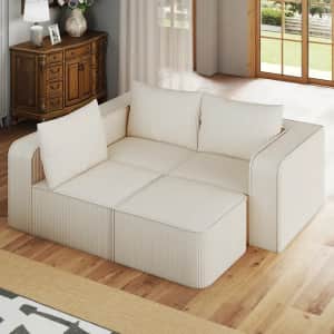 Yitahome 4-Seat Corduroy Modular Sectional Sofa Bed with 3 Pillows: $480